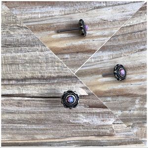 Purple Opal Antique Gold Plated‎ Nose Ring Stud